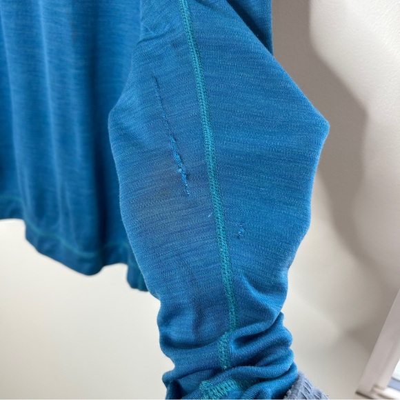 Smartwool 100% Merino Wool Quarter Zip Long Blue Long Sleeve Base Layer Large - Picture 8 of 8